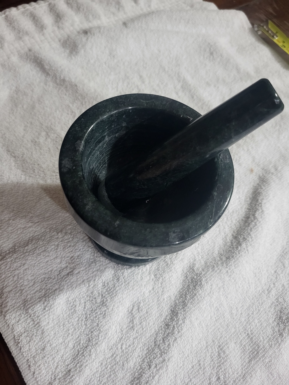 Mortar and Pestle Black Marble Granite Stone Heavy Large Spice Grinder Crushing